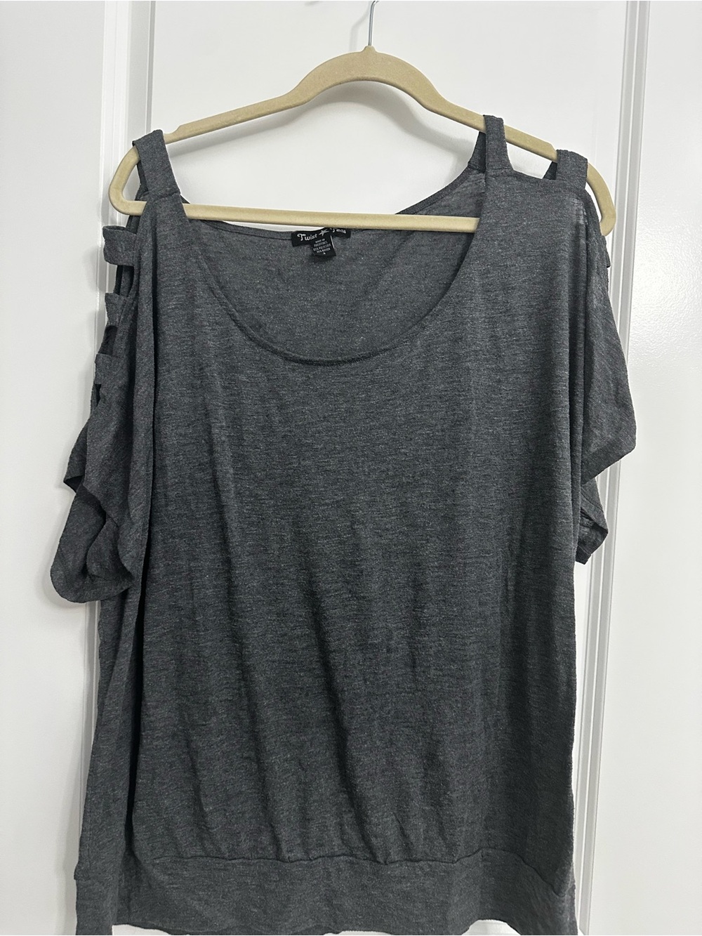 Torrid Charcoal Cold-Shoulder Knit Top